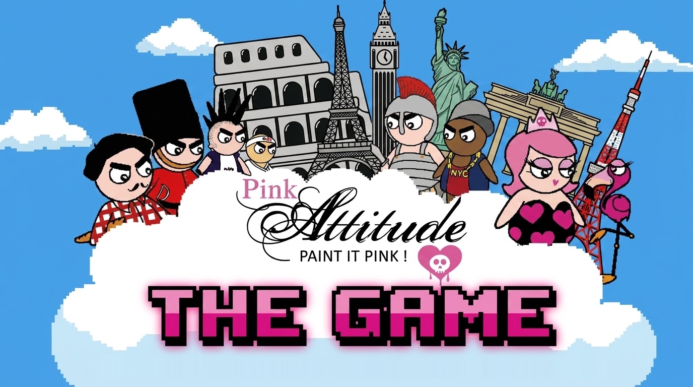 Pink Attitude — The Game: Lady P and the city characters on a cloud